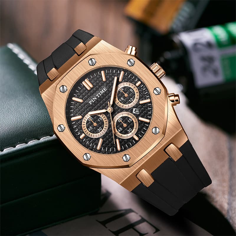 Factory special wholesale men's three eyes outdoor multifunctional sports leisure large dial silicone strap quartz watch