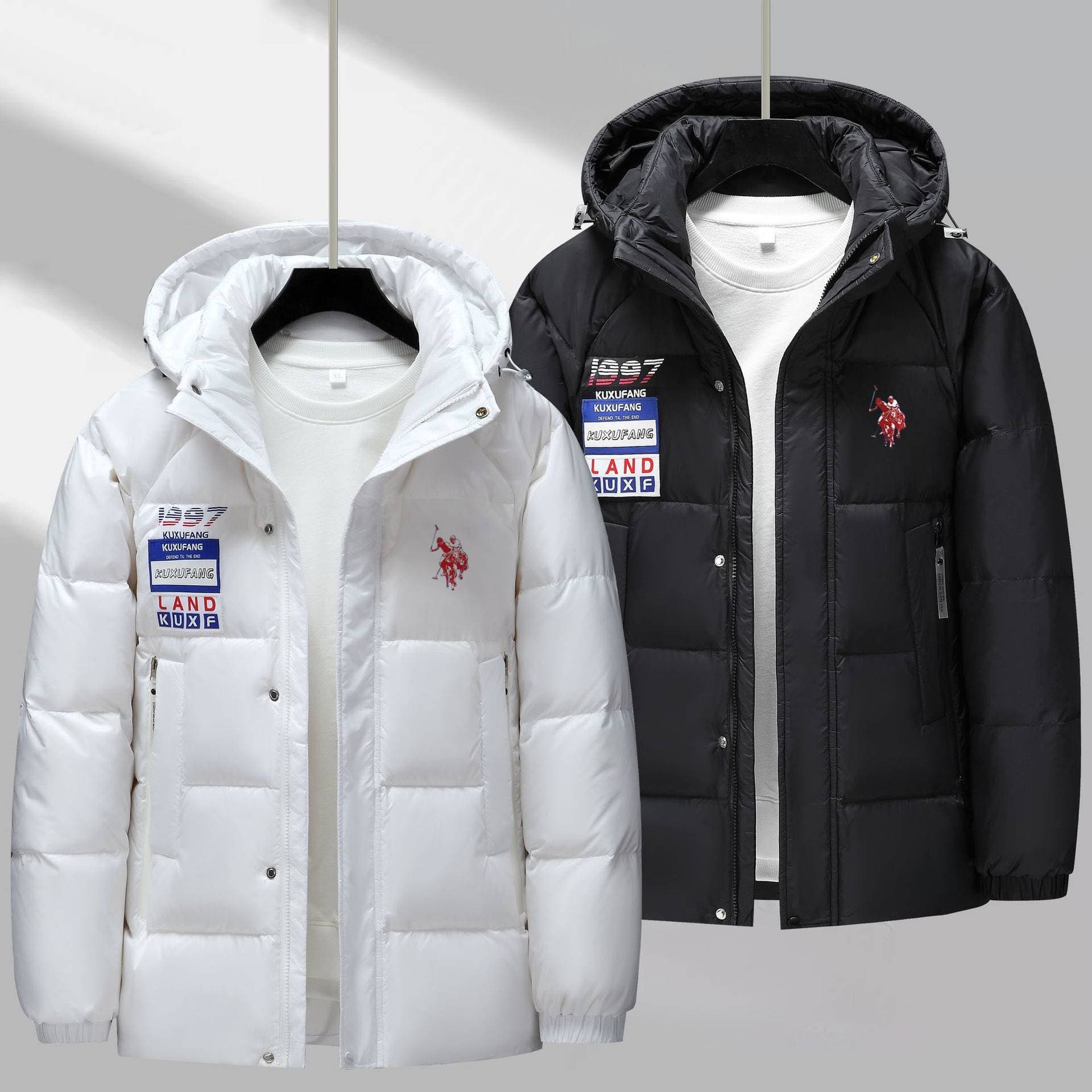 Men's Clothing 25 New Autumn And Winter High-quality Embroidered Chest Label Loose Detachable Hooded Warm Thickened Cotton Jacket