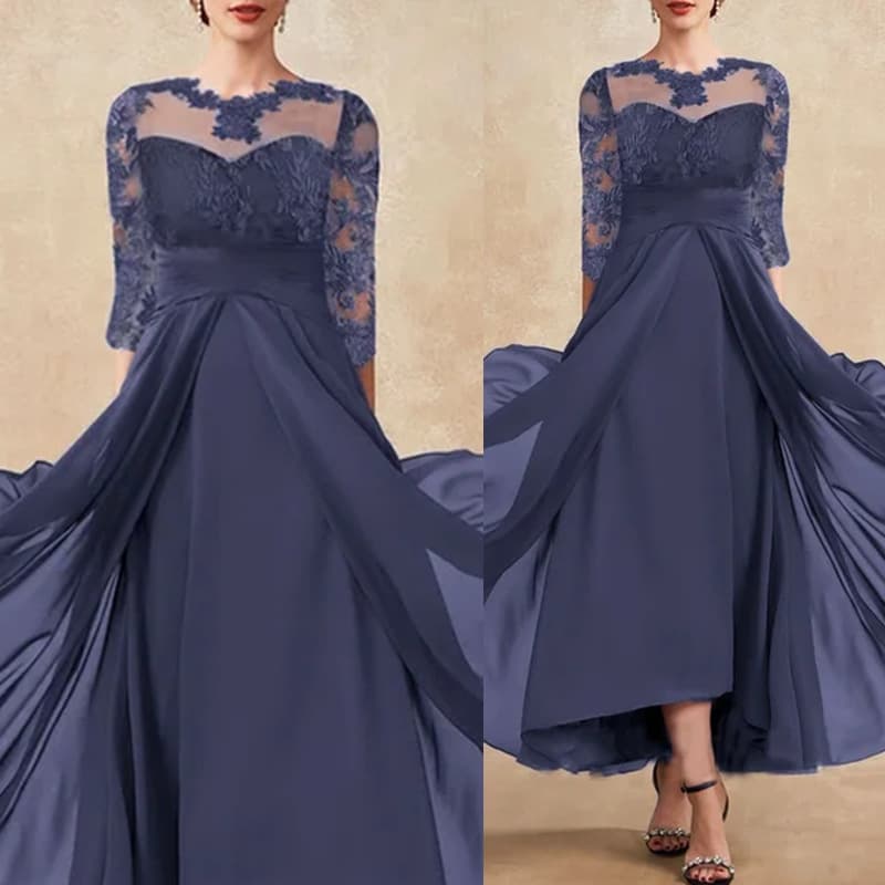 Women's Clothing Dress Chiffon Splicing Lace Hollow Long Skirt Bridesmaid Evening Dress Women's Clothing