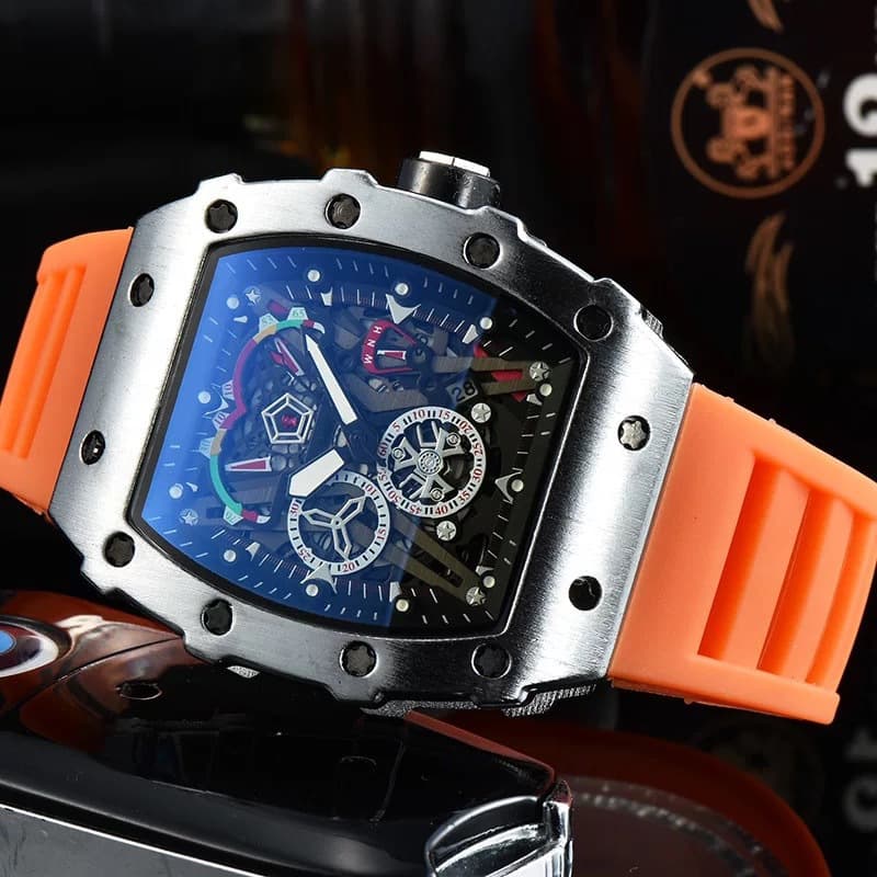 New Hot Selling Richard Quartz Watch Wine Barrel Casual Waterproof and Waterproof Single Calendar Men's Watch Business Watch 2023