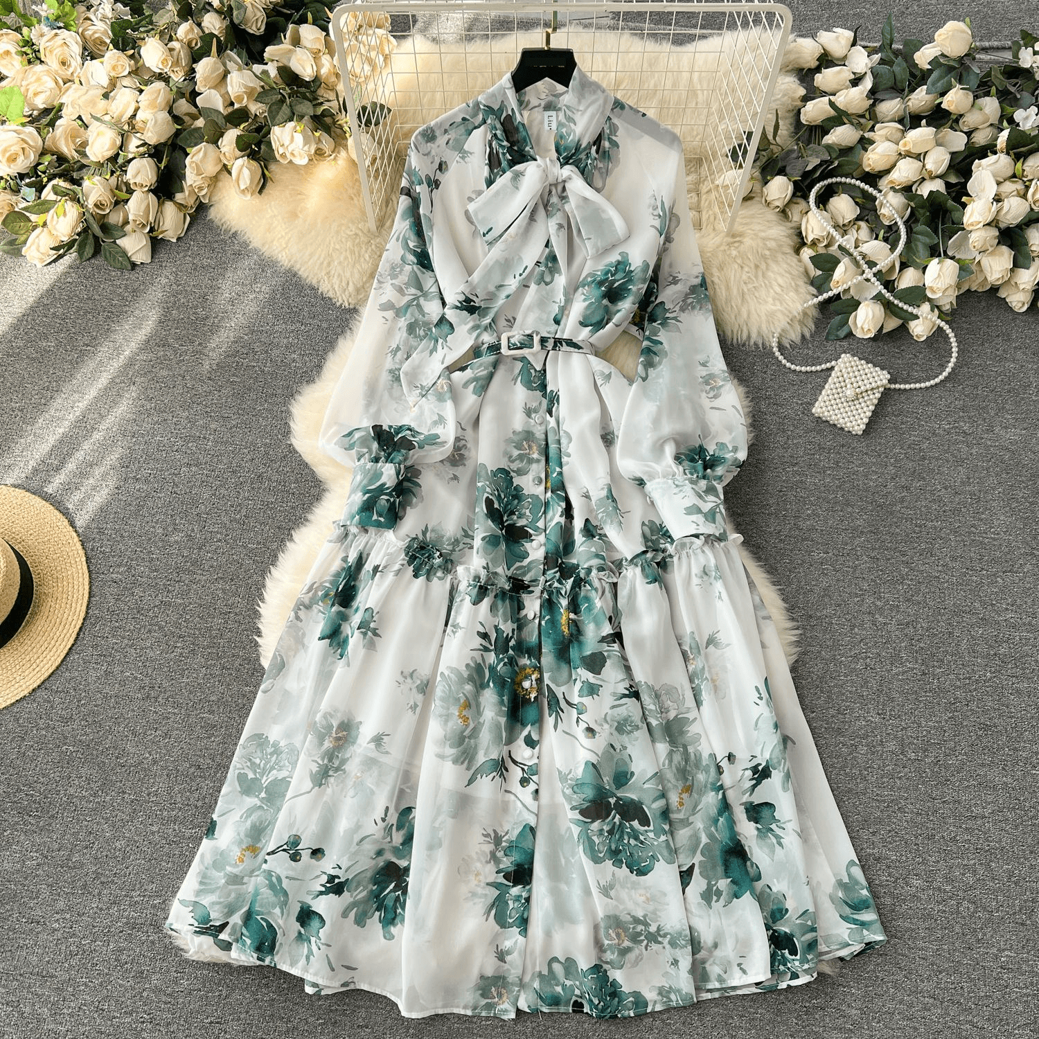 Women's Fashion Long Vintage Print Dress