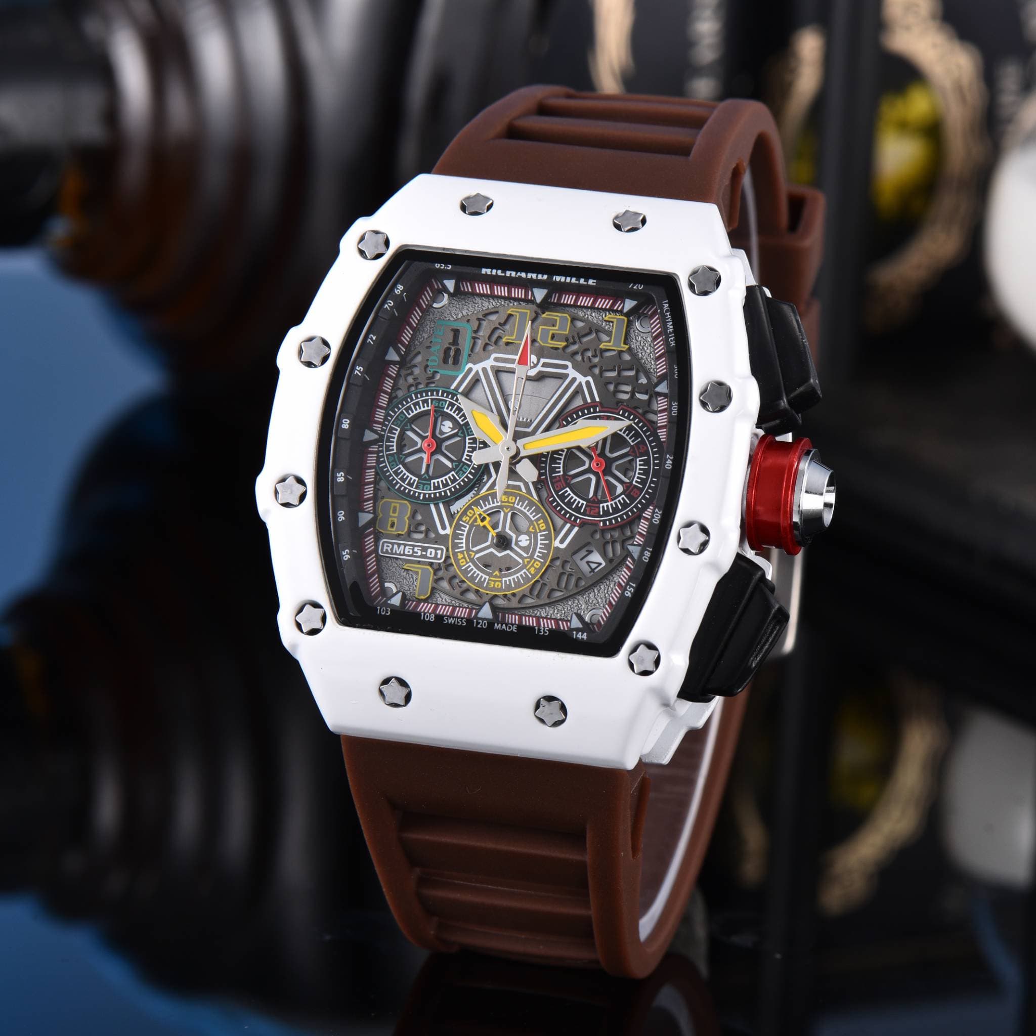 Montre homme de luxe à quartz avec calendrier, design creux AAA, 6 broches, multifonctionnelle, idéale pour les affaires. Cadeau d'anniversaire.