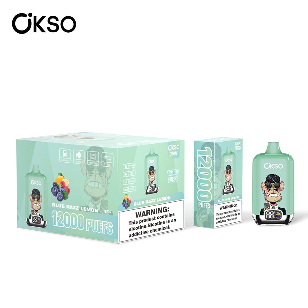 (Mise à niveau du produit ELF BOX 12 000 bouffées - 28 saveurs) Cigarette électronique jetable OKSO Digital 500 mAh, 12 000 bouffées, saveur fr