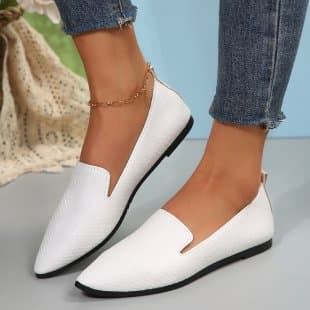 Mocassins plats à enfiler pour femmes, imprimé serpent - Mocassins respirants en PU avec doublure en cuir souple, chaussures décontractées confor