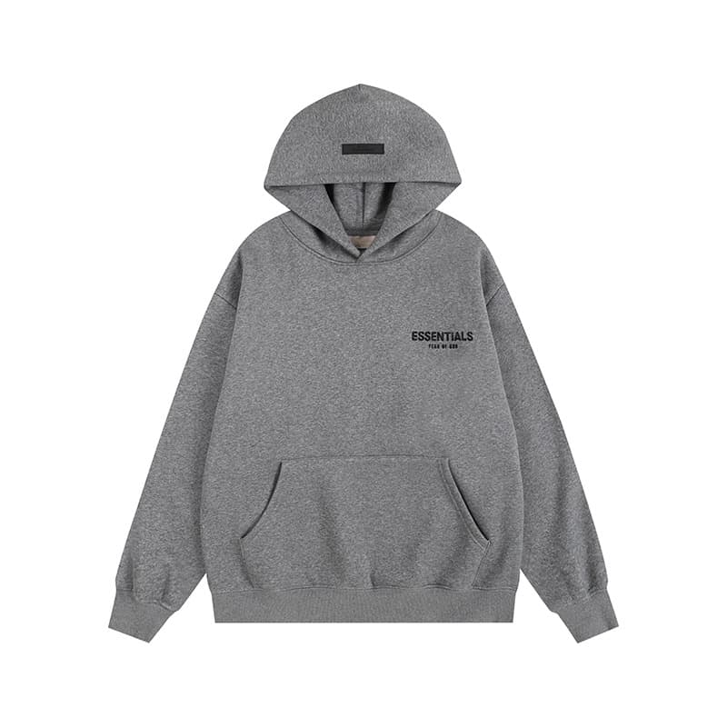 Sweat-shirt ample à double ligne FOG ESSENTIALS Saison 8 avec lettres floquées au dos, en éponge à capuche