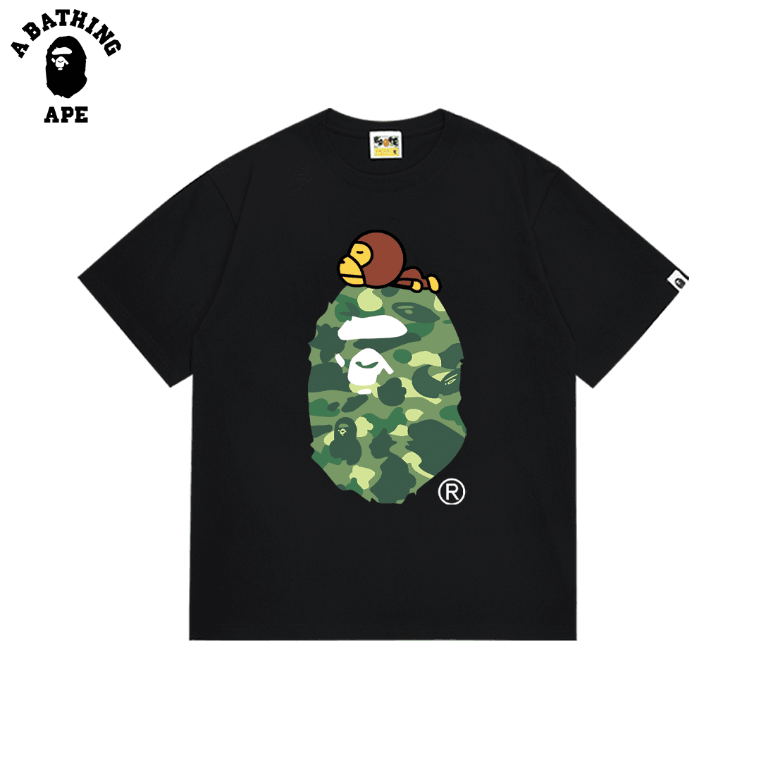 A BATHING APE BAPE-Monkey Ape Man Combination Printed Short Sleeve T-shirt Made Of Pure Cotton Fabric