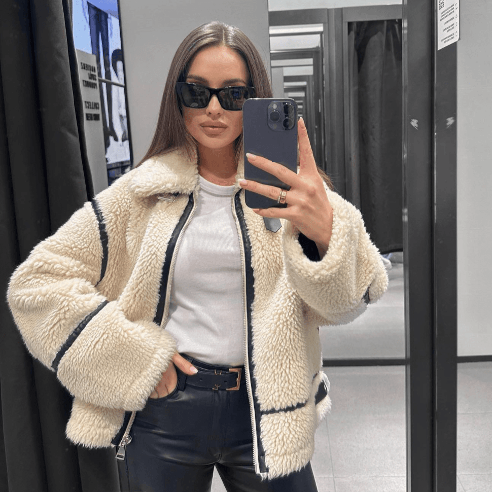 Women's Lamb Wool Coat , Motorcycle Fur All-in-one Motorcycle Thickened Jacket For Women