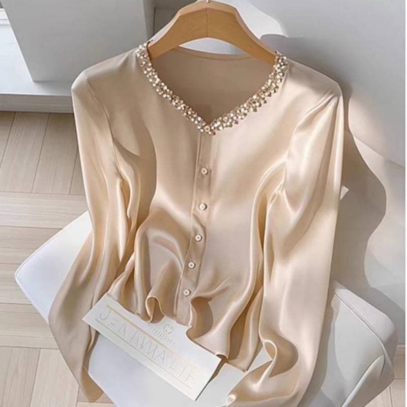 Women's Autumn New Sweet Fresh Stand Collar Lantern Sleeve Long Sleeve Shirt Women's Top