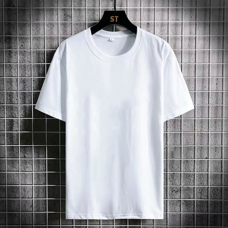 Men's Clothing Round Neck Solid Color Casual Style Slim Fit Trendy Simple Half Sleeve