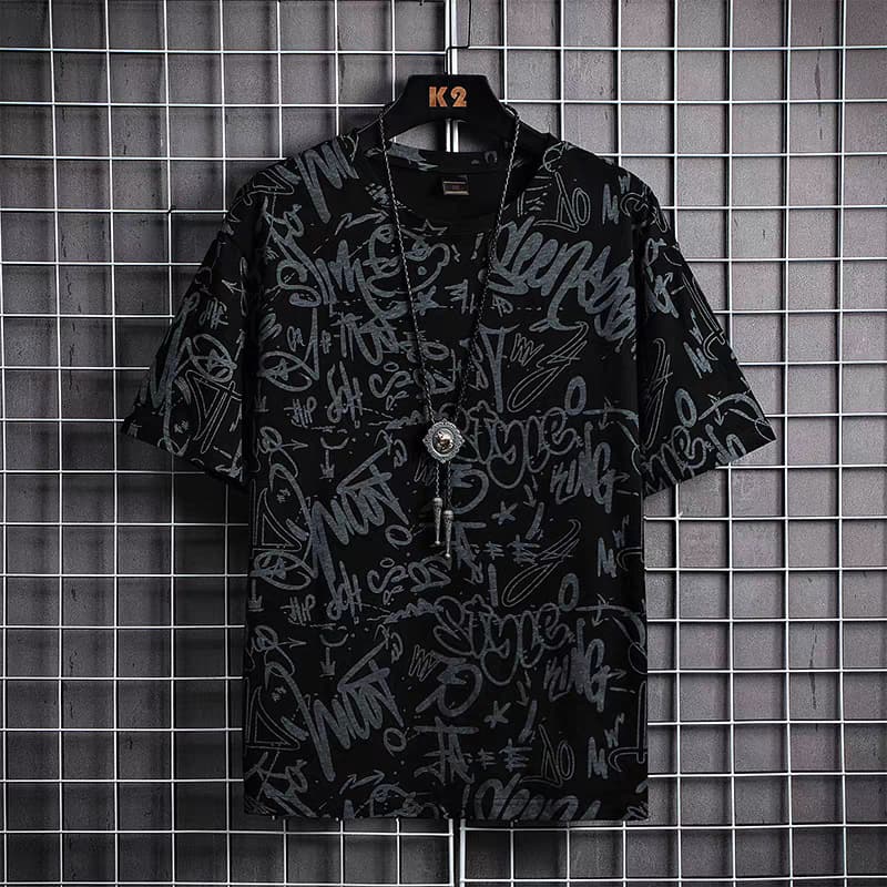 Men's Clothing Thin Large Size Short Sleeve Loose Fat Men's Clothing Letter Print Half Sleeve T Shirt Top Clothes