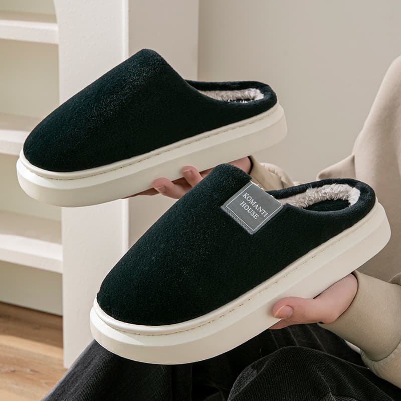 Men's Cotton Slippers, Winter New Style, Outdoor Wear, Home Use, Anti Slip EVA Thick Bottom, Warm Toe Cap Slippers For