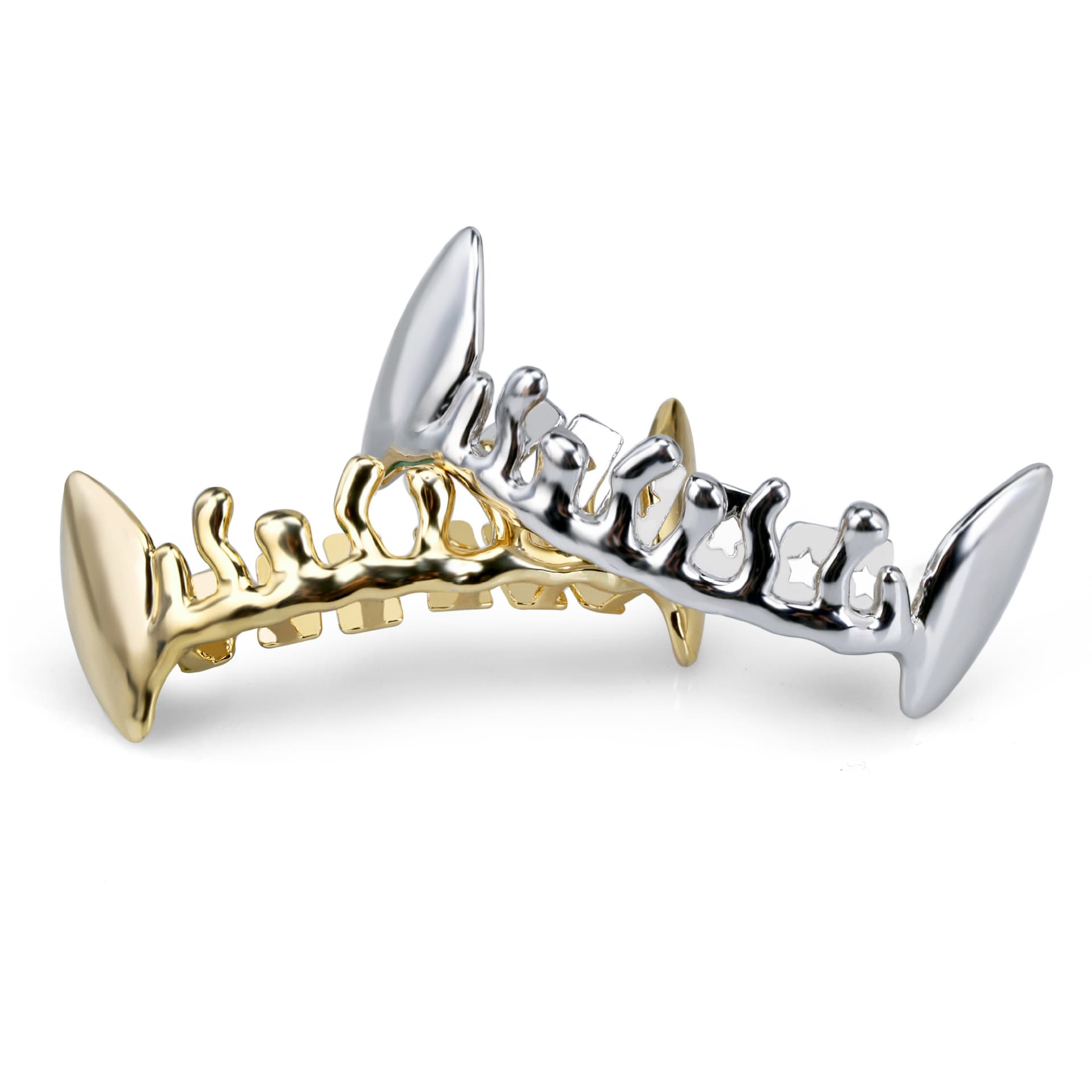 Gold Plated Water Drop Canine Lower Teeth Braces Personality Clown Hip Hop Decorative Gold Braces