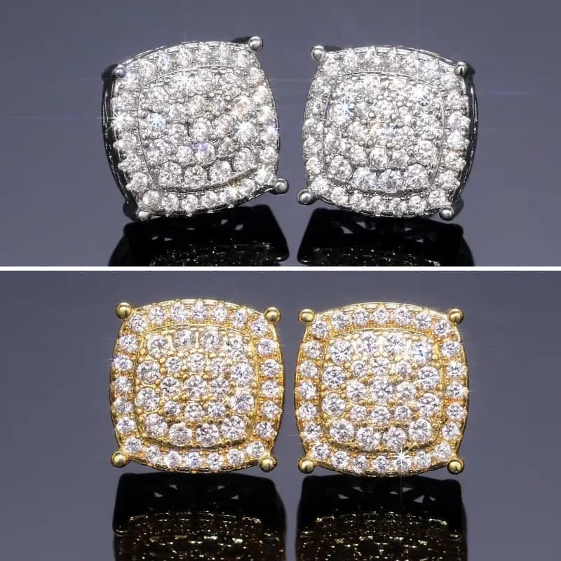 New Bling Super Shiny Geometric For Women Men Hip Hop Personality Earrings Exquisite Versatile Commuting Style