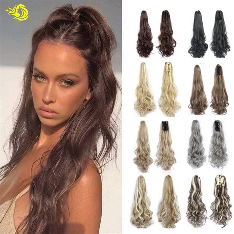Clip-in Ponytail Extension With Long Wavy Hair, Heat Resistant Synthetic Hairpiece For Women, Multiple Colors Available​