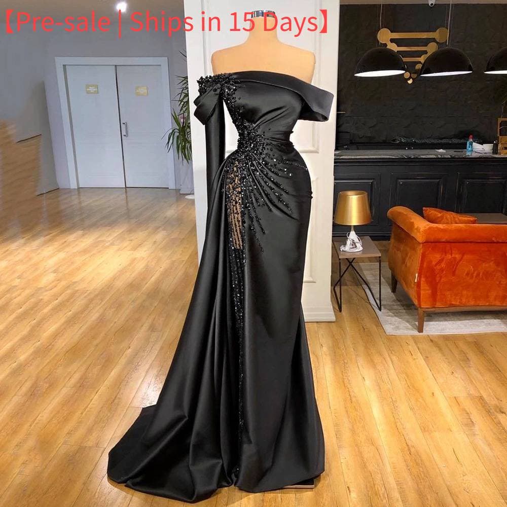 【Pre-sale | Ships In 15 Days】 One Shoulder Cocktail Party Evening Dress New Temperament Slim Dress Fishtail Annual Party Dress For Women
