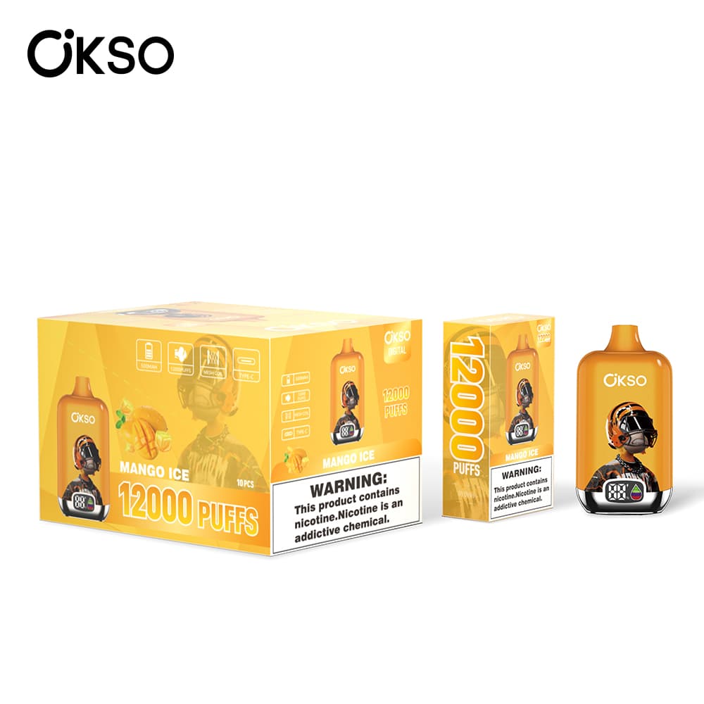 (Mise à niveau du produit ELF BOX 12 000 bouffées - 28 saveurs) Cigarette électronique jetable OKSO Digital 500 mAh, 12 000 bouffées, saveur fr