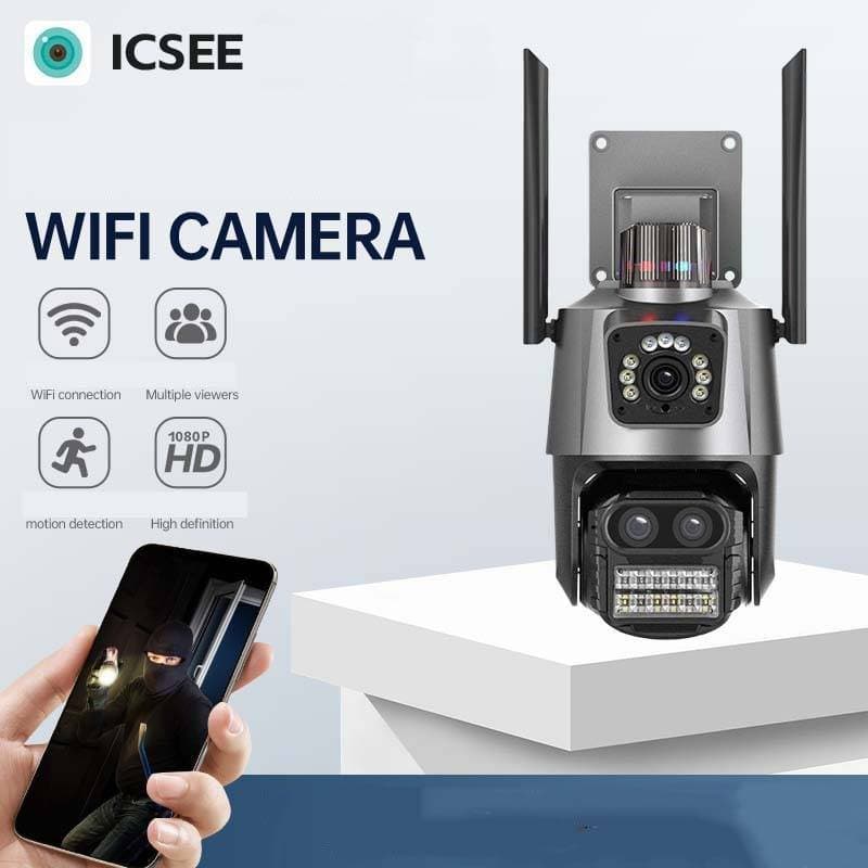XiongMai Dual-Lens 9MP PTZ Security Camera - 360° Outdoor WiFi Monitoring, ICSEE Cloud Support, Night Vision​​