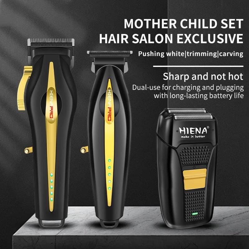 Professional Barber Clipper – Digital Display Cordless Hair Trimmer With Titanium Blades & Gradient Fading (Black/White/Gunmetal)​