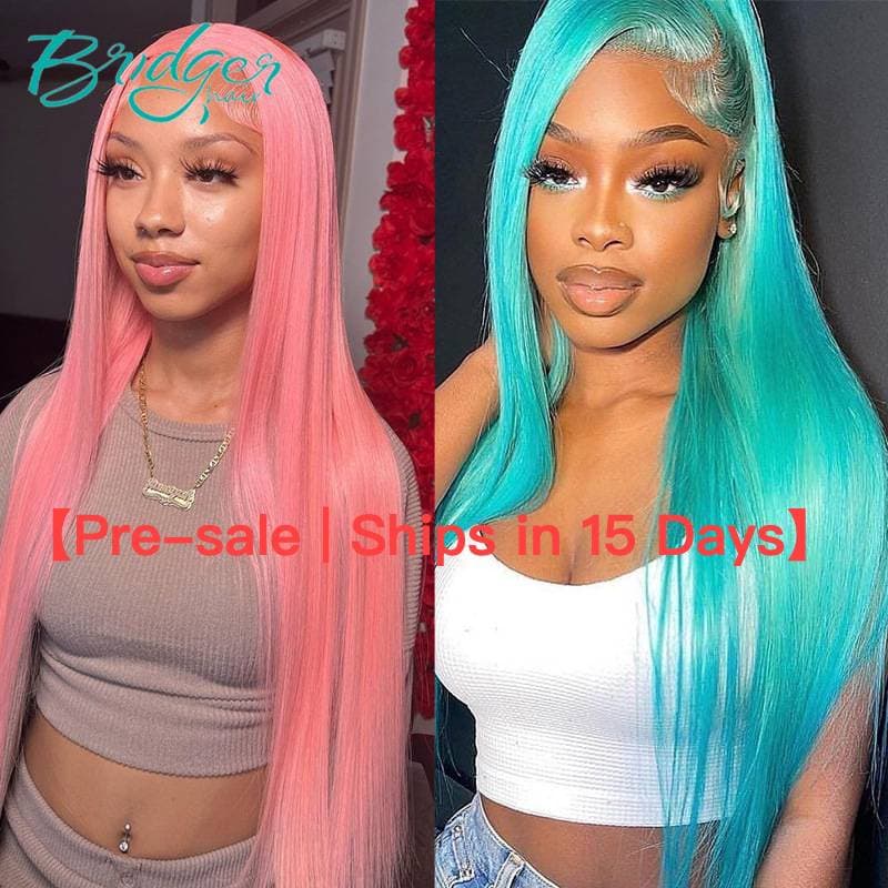 【Pre-sale | Ships In 15 Days】 Green Pink 13x 4 Transparent Straight Lace Front Wigs