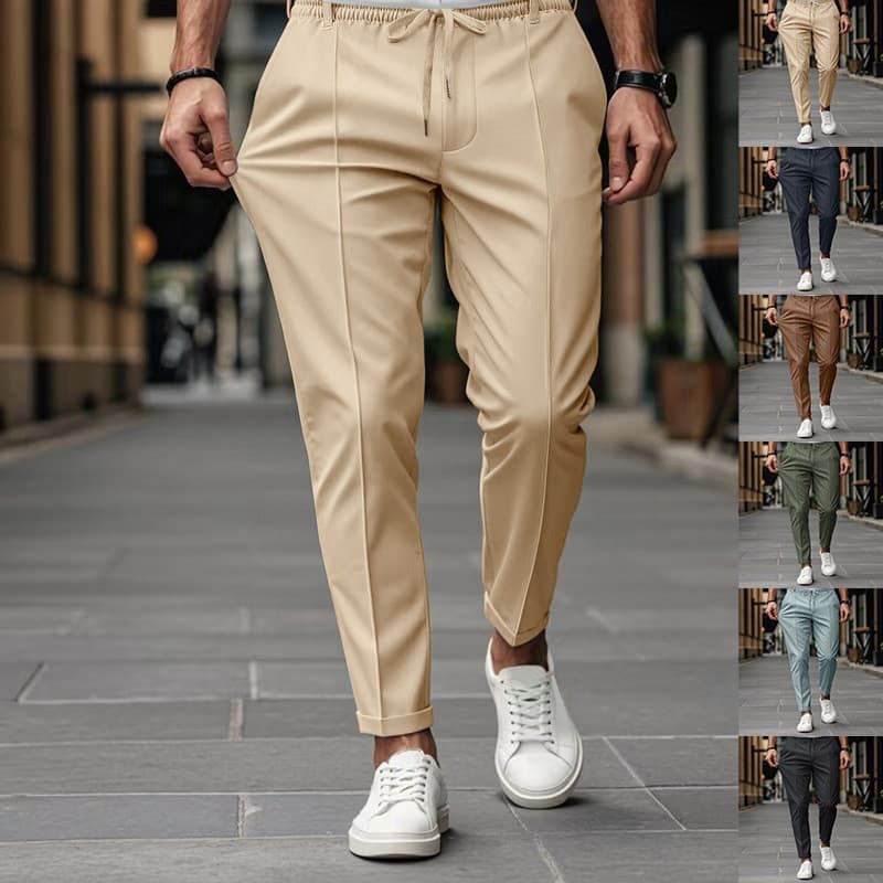 ​​Men’s Slim-Fit Chino Pants – Business Casual Trousers With Stretch Fabric & Wrinkle-Resistant Finish (Navy/Black/Khaki/Olive)​​