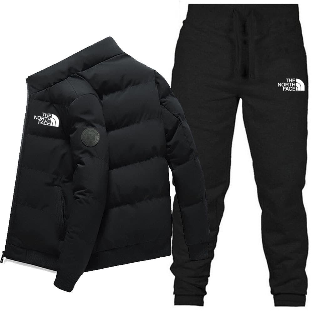 Nouveaux hommes coton veste + pantalon couleur unie imprimé ensemble de sport décontracté
