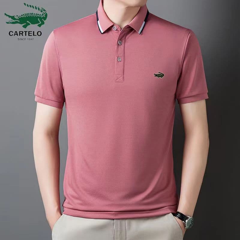 Polos homme en coton brodé, collection printemps-été, décontractés et respirants, à revers.