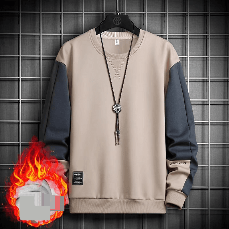 Men's Sweater Spring And Autumn Long-sleeved T-shirt Youth Trendy Brand Autumn And Winter Velvet Crew Neck Pullover Bottoming Shirt On Clothes
