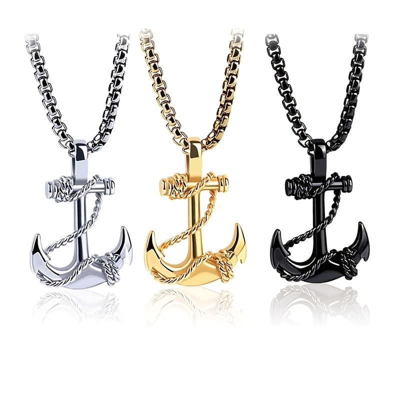 Classic Anchor Necklaces For Men Pendant Chain Man Fashion Jewelry Black Gold Silver Color Stainless Steel Chains