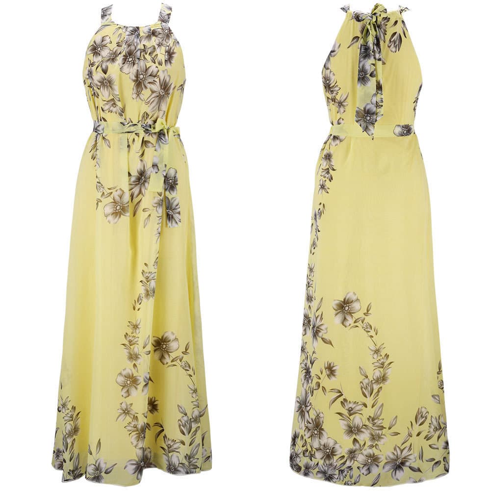 women's Bohemian printed chiffon dress beach dress