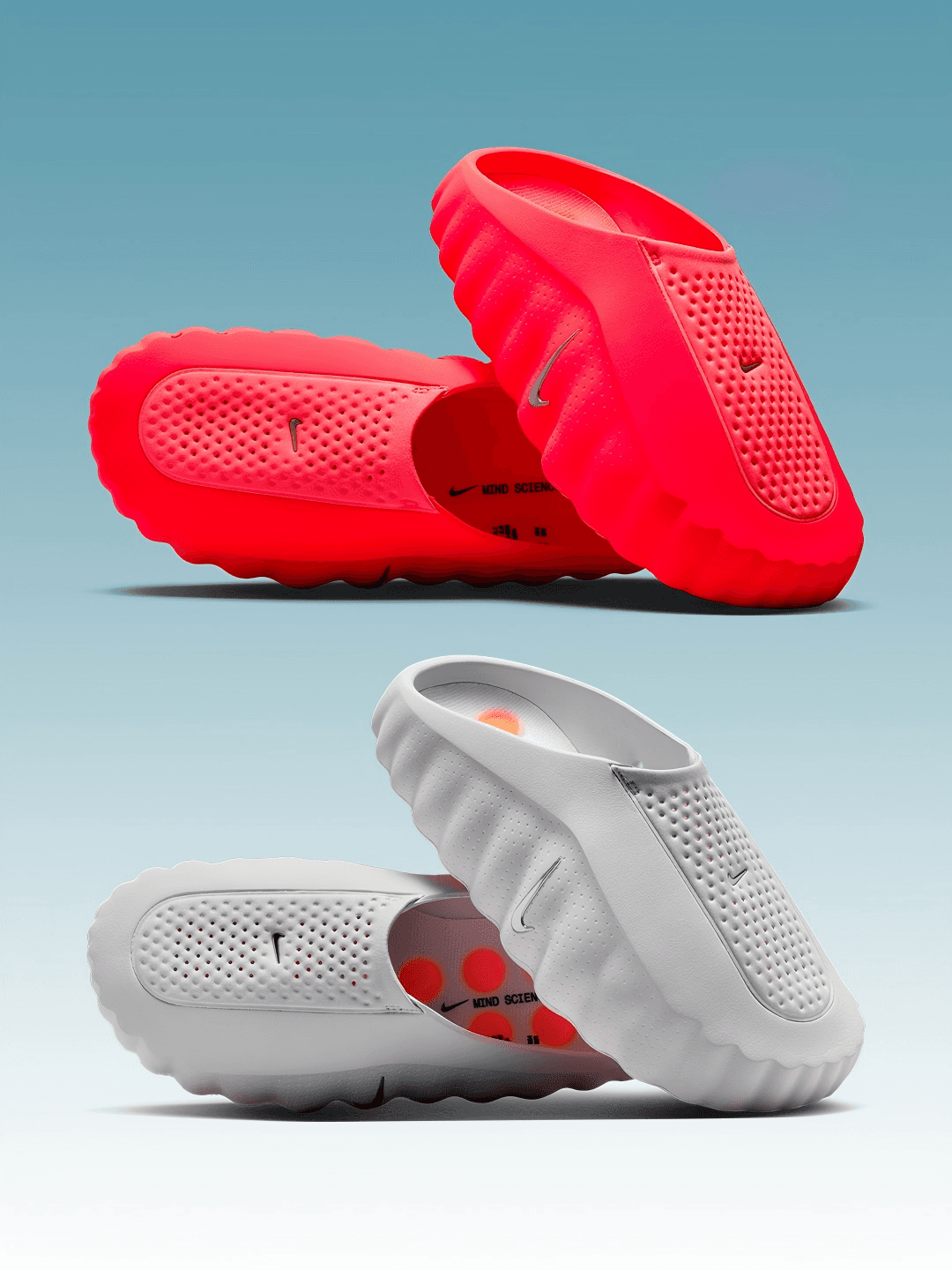 NIKE Mind 001 Thick Bottom Cool Drag Breathable Punched Upper Soft Elastic Cushioning Black And White Rice White Multi Color Couple's Slippers