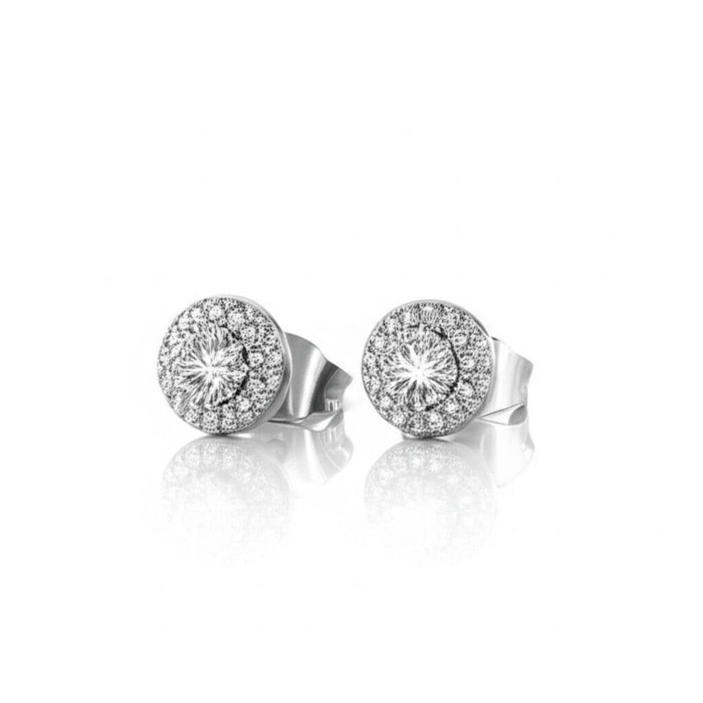 STK S925 Silver Needle Full Zircon Round Earrings Trend Ear Bone Studs ASEN Same Style Hip Hop Unisex