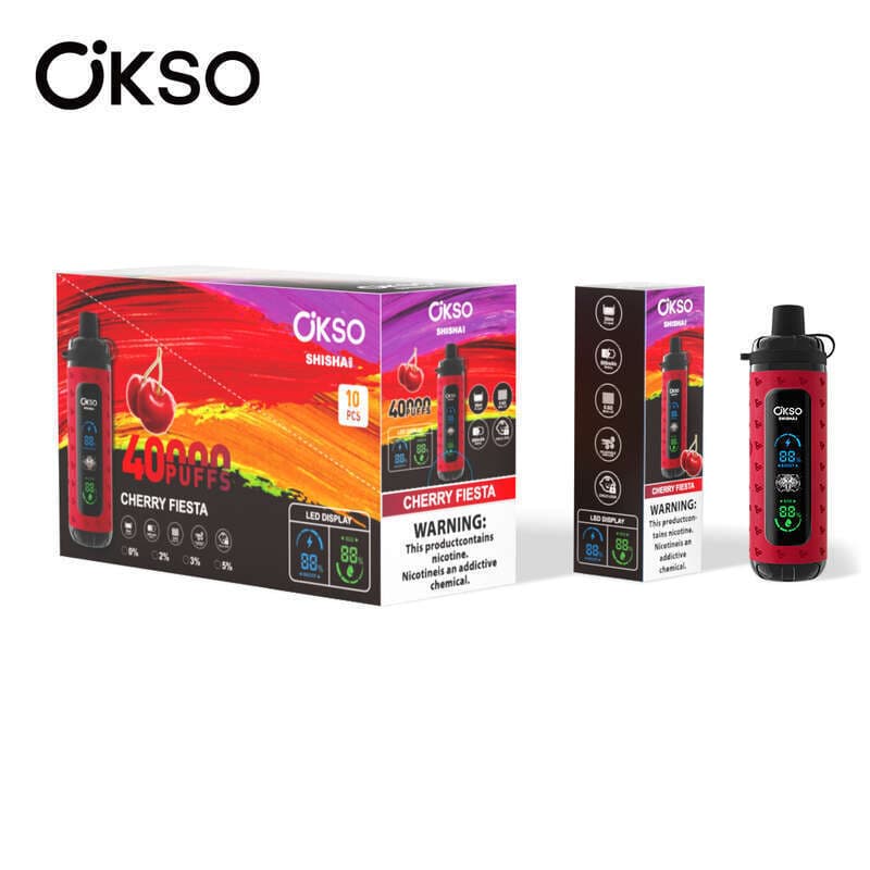 Lot de 10 vapes jetables OKSO Max 40 KPuffs, saveurs multiples de fruits, 36 ml, pré-remplies, 800 mAh, type C, affichage LED