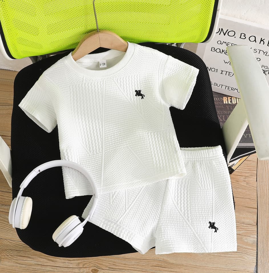 [TinyRider] Baby Boy's Horse Embroidered Set - Cotton Jersey | Summer Playwear