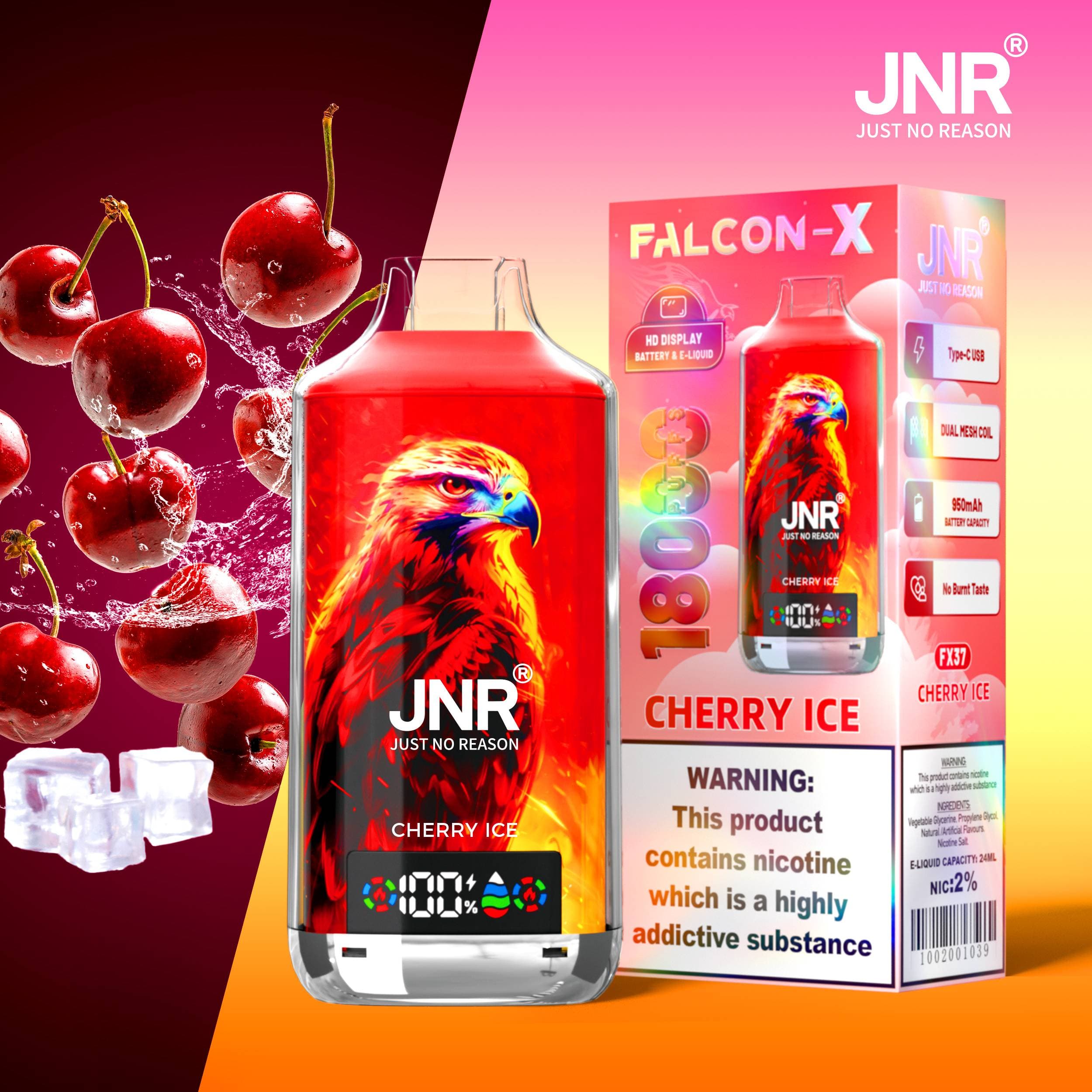 10 pièces Vape Jnr Falcon-X 18000 bouffées Svape jetable électronique Sigara e-zigarette affichage numérique Sigaretta Elettronica