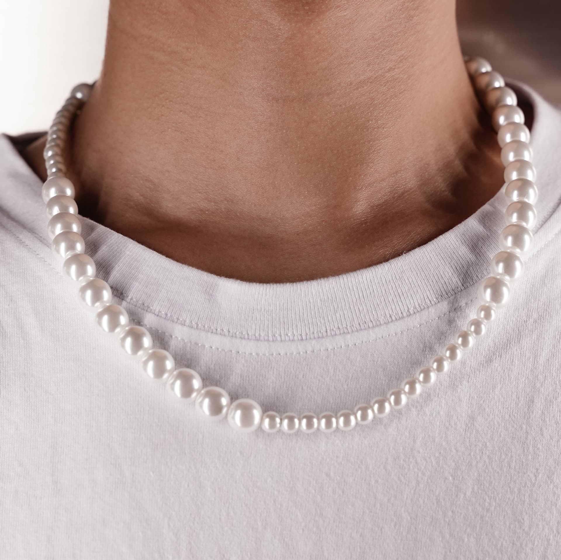 Fashion Partner Splicing Pearl Necklace Retro Shell Pearl Men And Women Hip Hop Clavicle Chain Exquisite Short Style