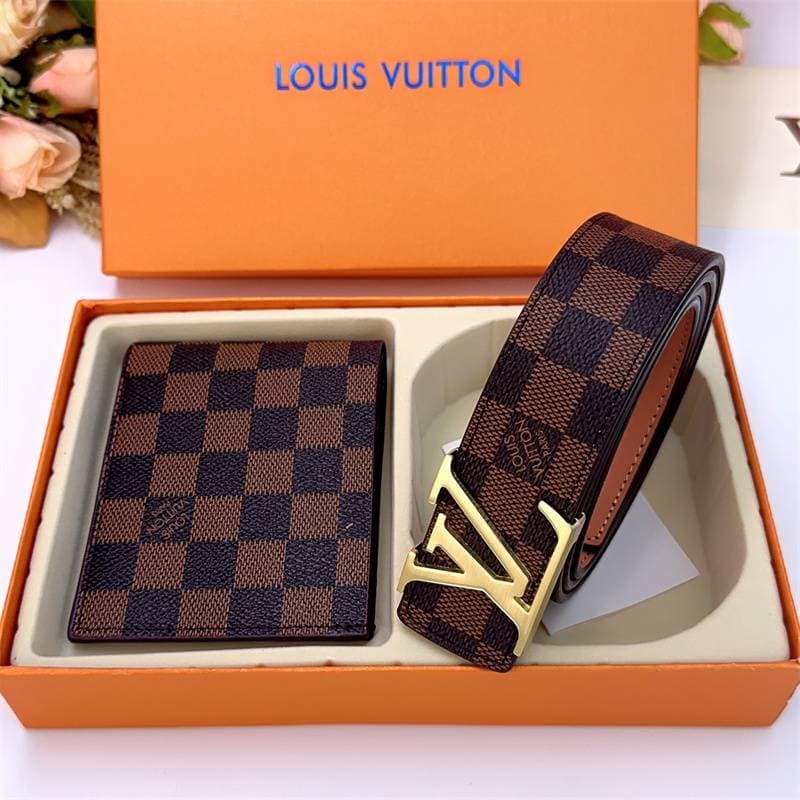 Ensemble ceinture et portefeuille de luxe léger et de haute qualité pour homme et femme.
