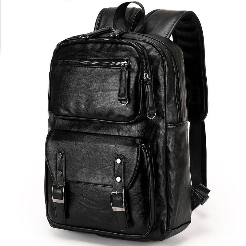 Leather travel men's backpack, casual business backpack, large capacity student backpack, computer men's bag