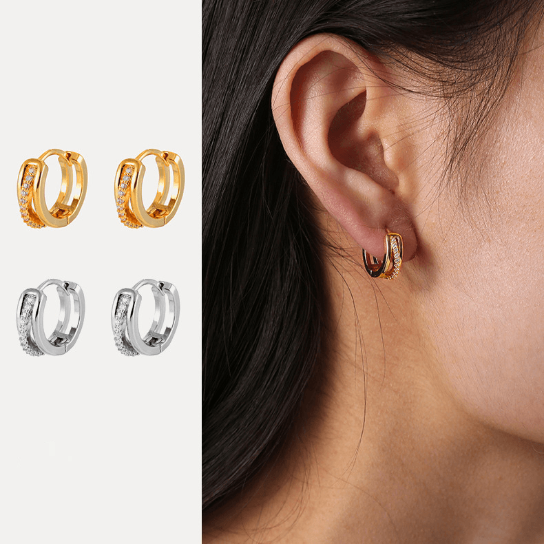 Women's Jewelry All Match Copper Light Luxury Diamond Stud Earrings Fashionable And Elegant Zircon Jewelry