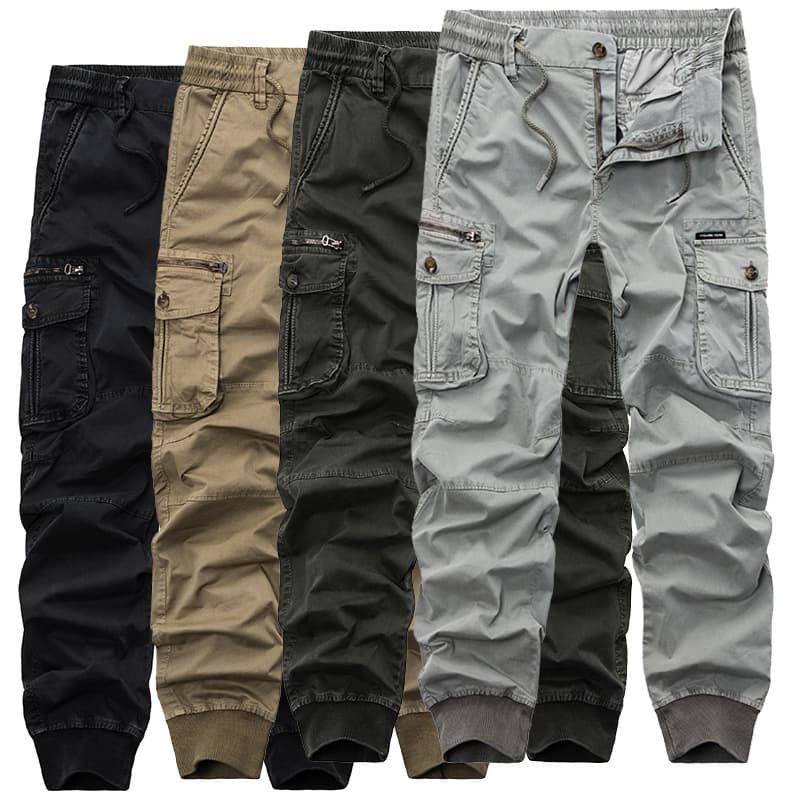 Plus Size Men's Slim Fit Cargo Pants Casual Trousers In Black Burgundy Blue Coffee Green Khaki Cotton