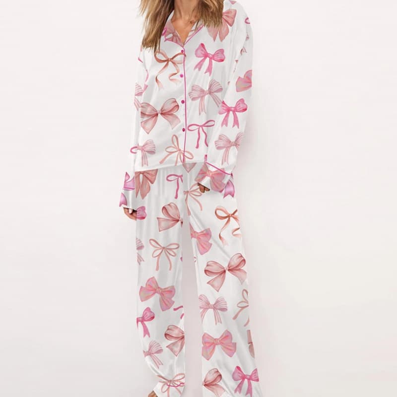 Women's Cute Print Pajama Set Long Sleeve & Pants Soft Comfortable Sleepwear Loungewear Home Outfit S-3XL