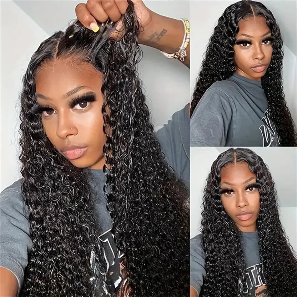 Brazilian Curly Human Hair Wig Glueless Transparent Lace Water Wave 150% 180% Density