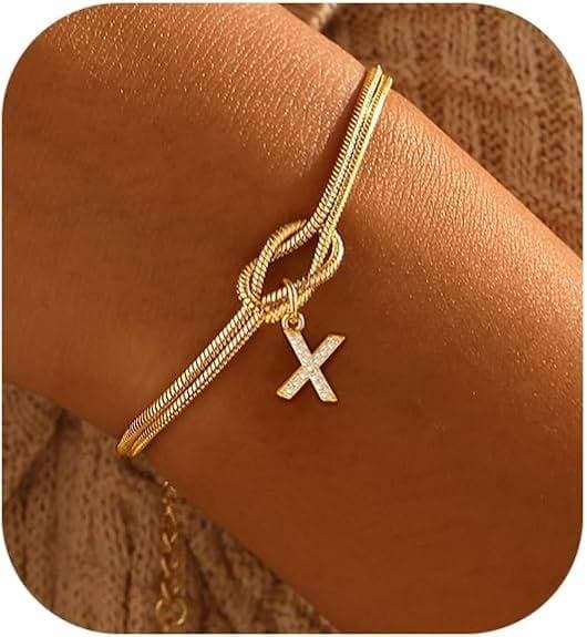 Bracelet en zircon avec 26 lettres, tendance, nœud concentrique, rond, en os de serpent, pour couple, amitié, bijoux de main