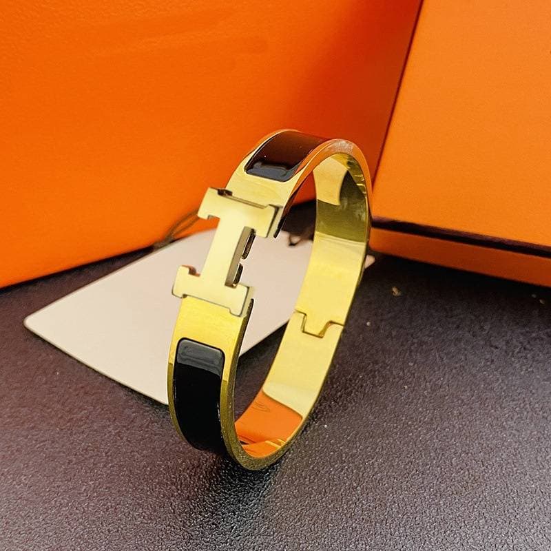 Bracelet classique en émail avec lettre H de créateur, large boucle en or, bracelet H européen et américain, bracelet pour couple
