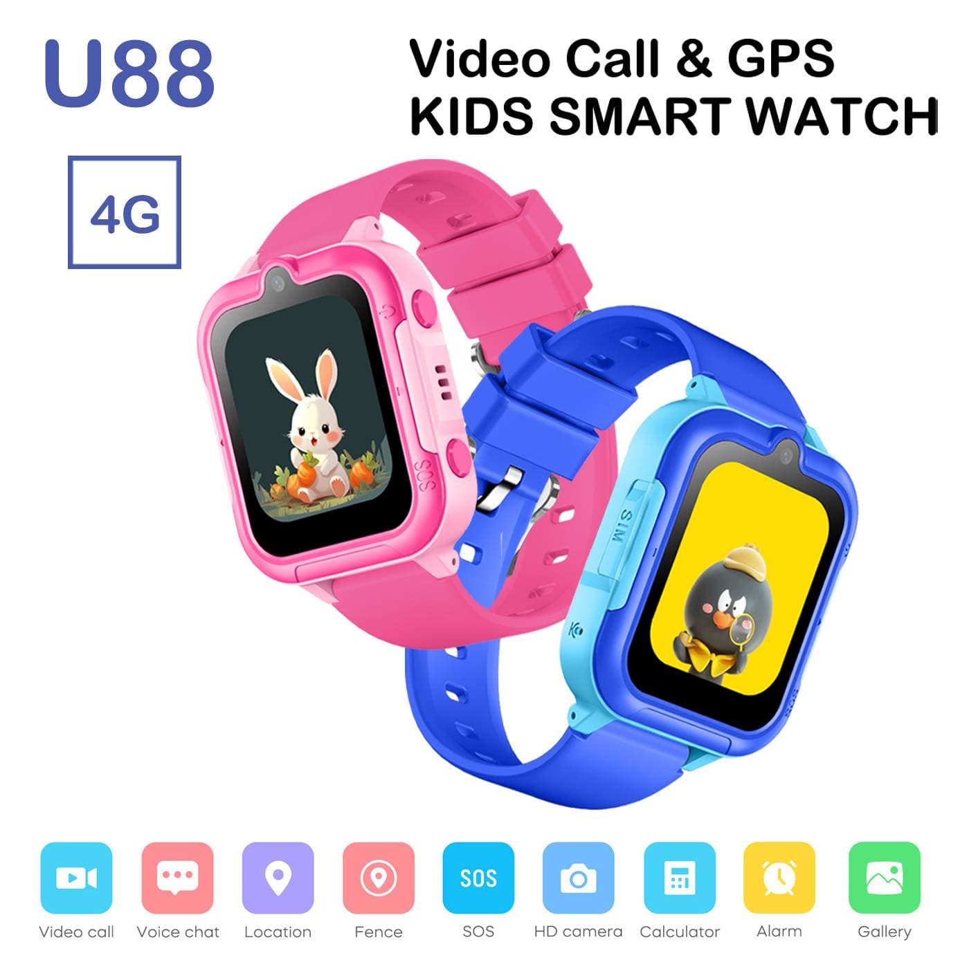 New 4G Children's Smart Watch With SIM Card 2024 Smart Watch GPS Wifi LBS Insert SIM Card With Camera Video Call Alarm Clock