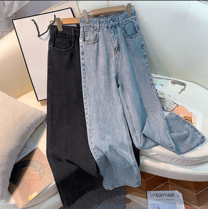 Women's Clothing leg jeans for women in spring, small and versatile, high waisted, loose outerwear trousers, straight leg drapey floor length trousers