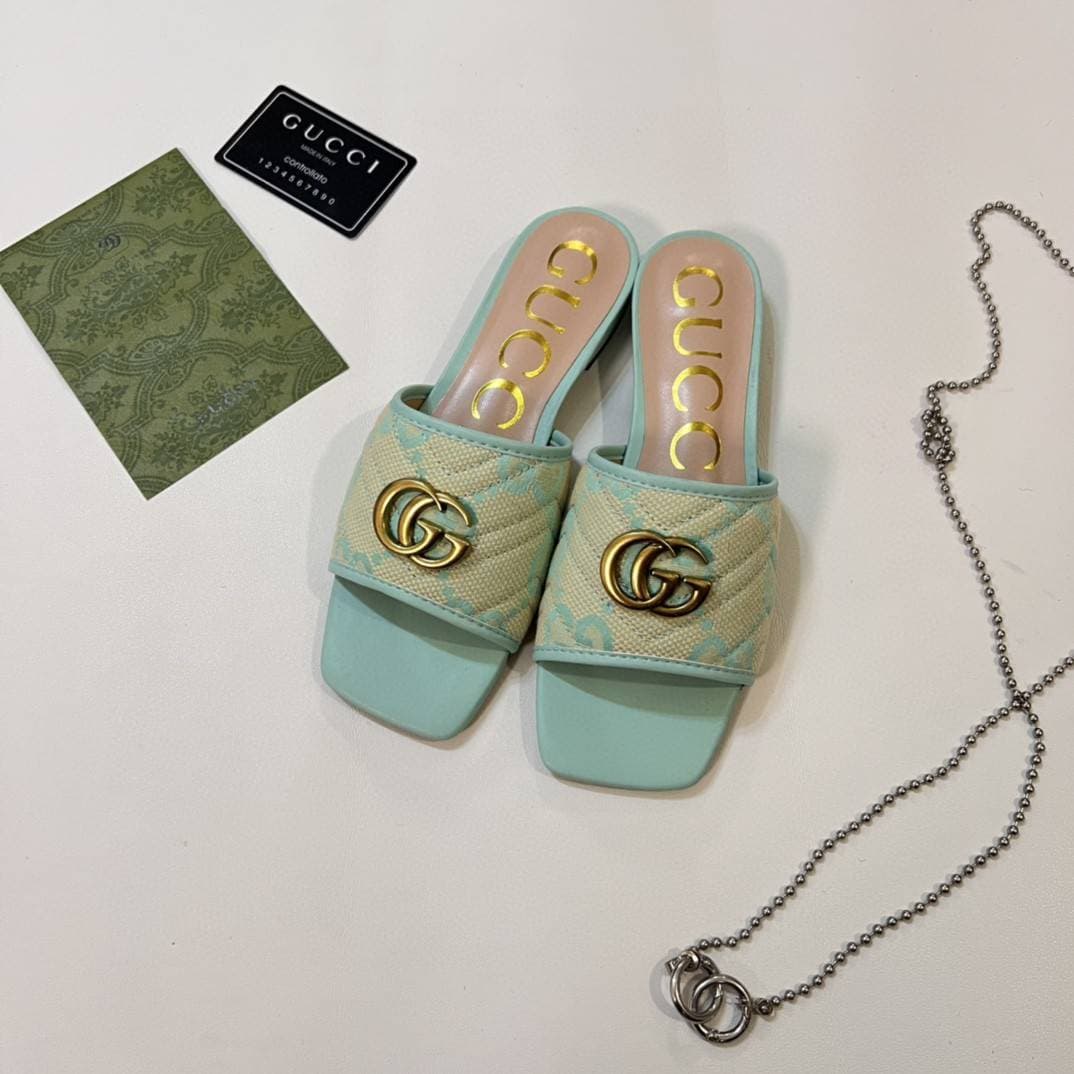 Sandales plates pour femmes de marque de luxe GG, à la mode et authentiques, chaussures plates décontractées, pantoufles de maison et d'extérieur