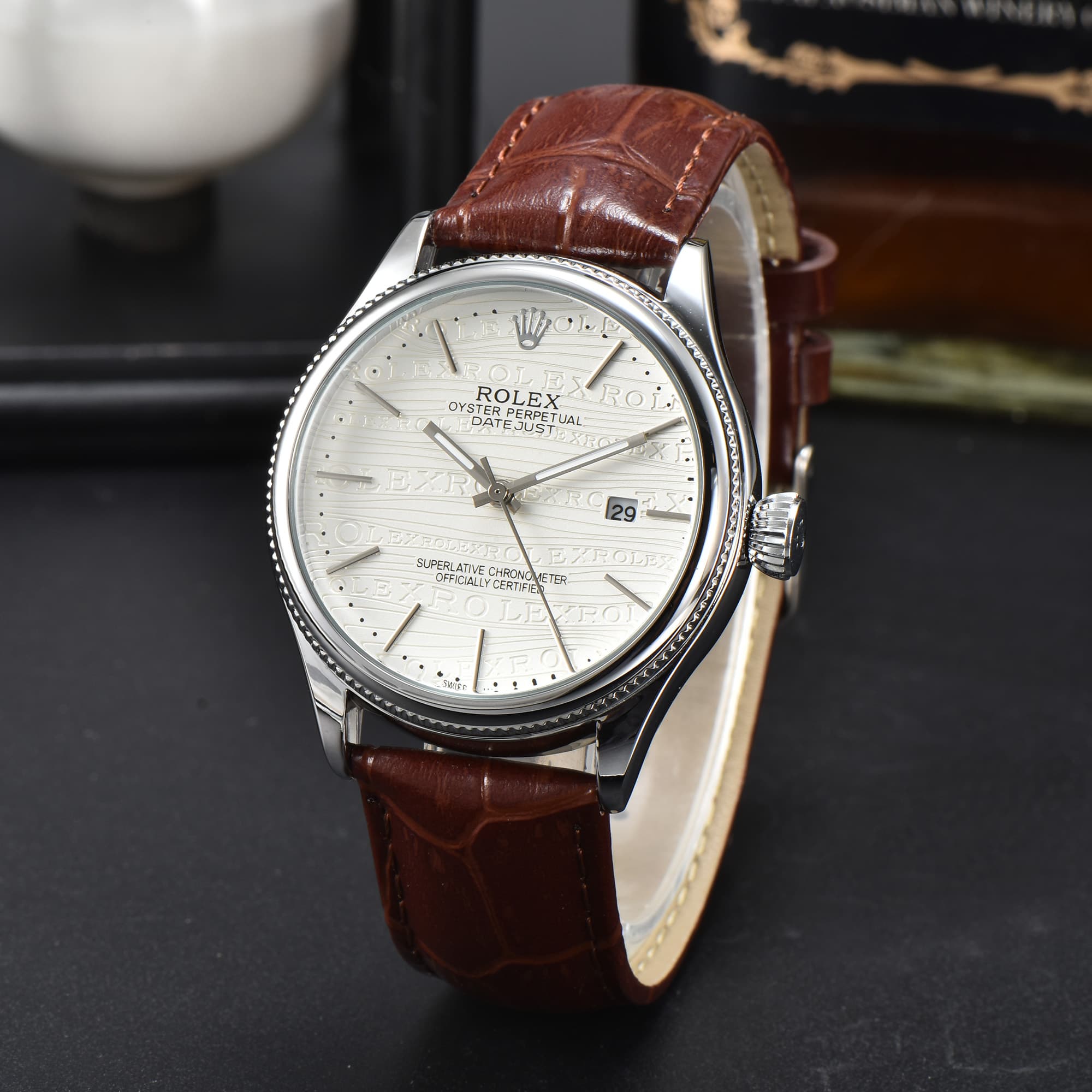 Marques haut de gamme véritable style britannique vintage mode affaires montres bracelet en cuir montre-bracelet