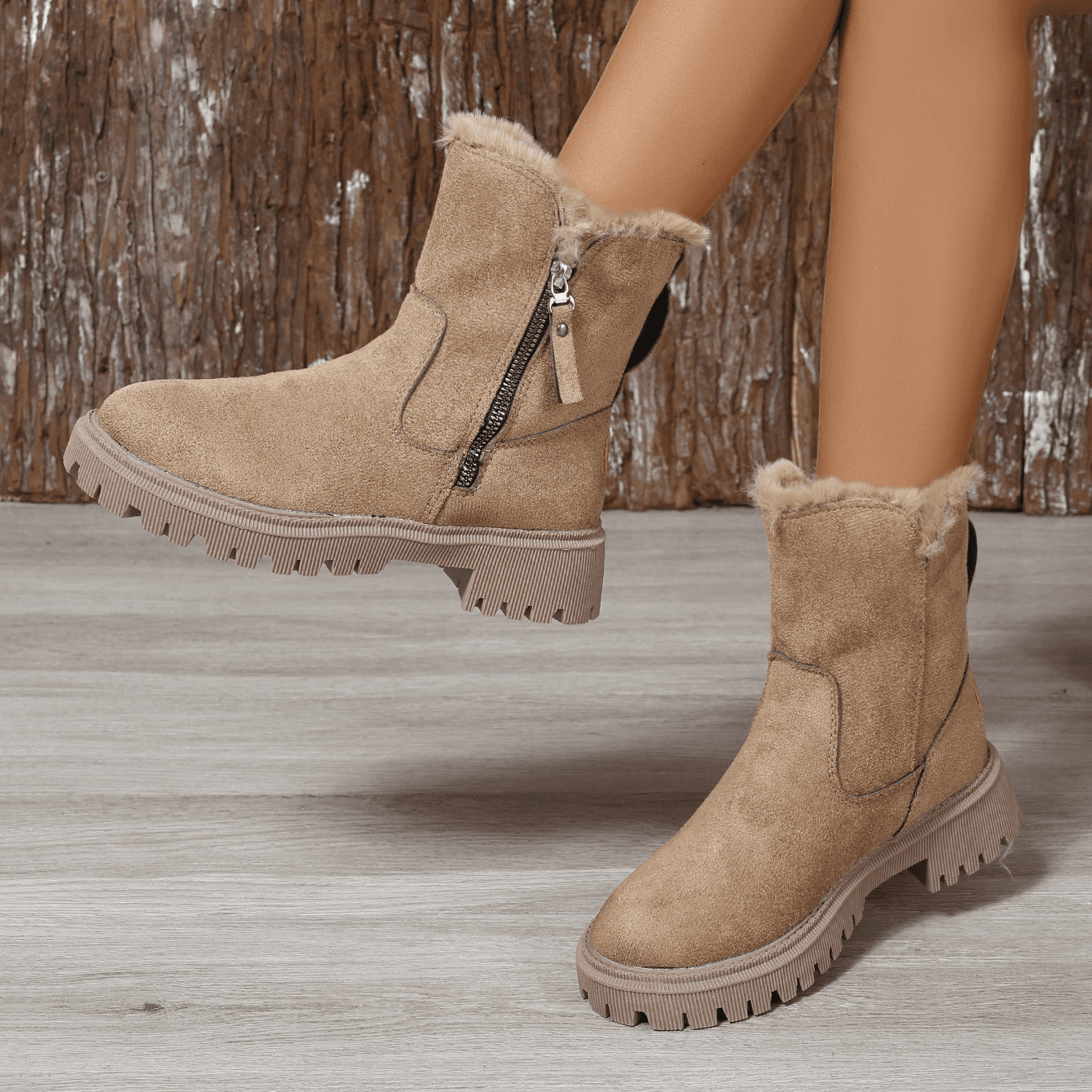 Winter new midtube plus fleece thickened warm cotton shoes fur one winter women's boots