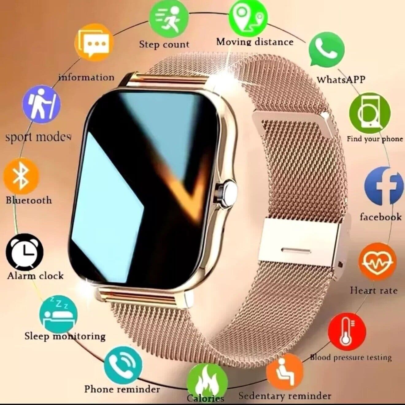 Smart Watch Men Women Android IOS Fitness Blood Pressure Heart Rate UK, 2 Straps