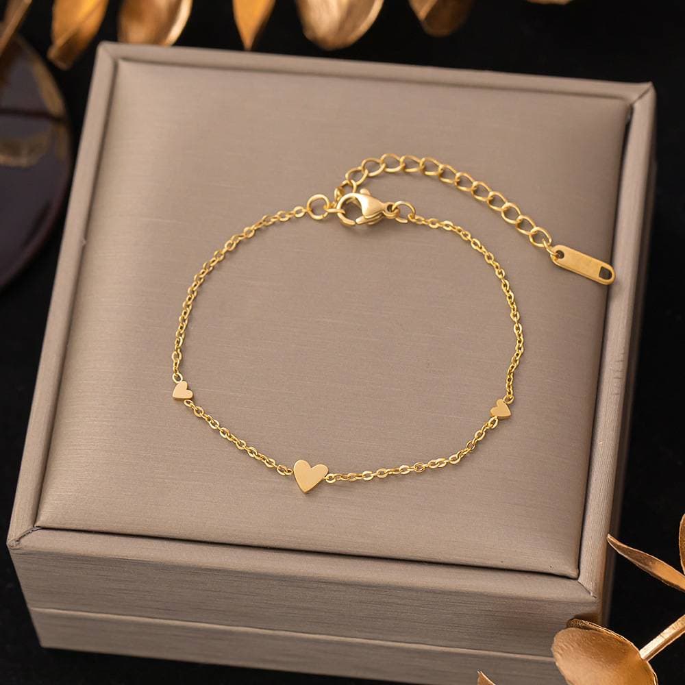 Love heart bracelet titanium jewelry steel gold plated fashion temperament to send girlfriend bestie jewelry